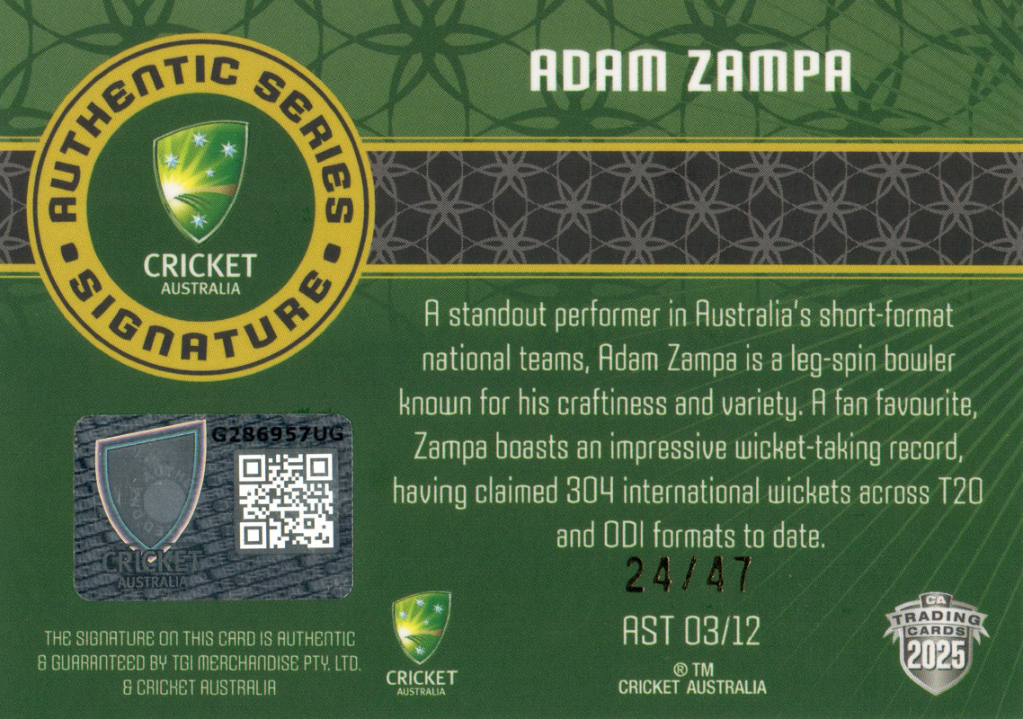 Adam Zampa back