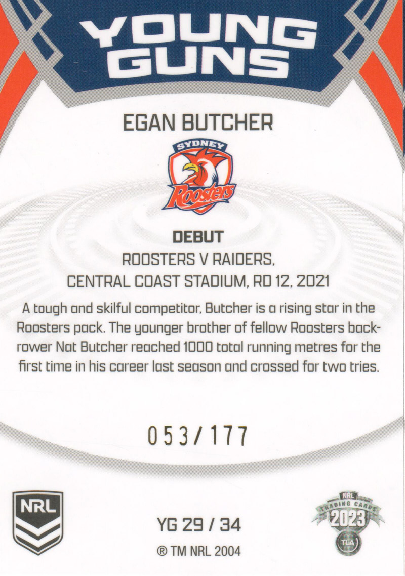 Egan Butcher back