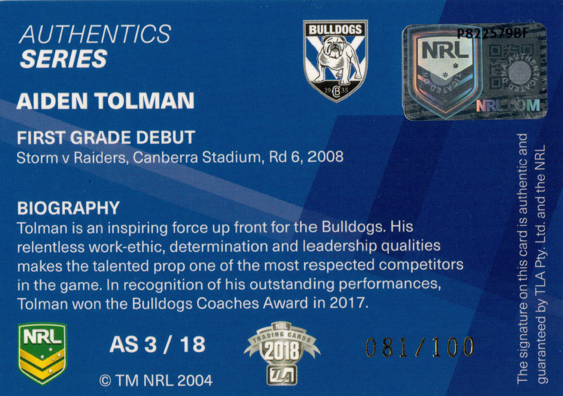 Aiden Tolman back