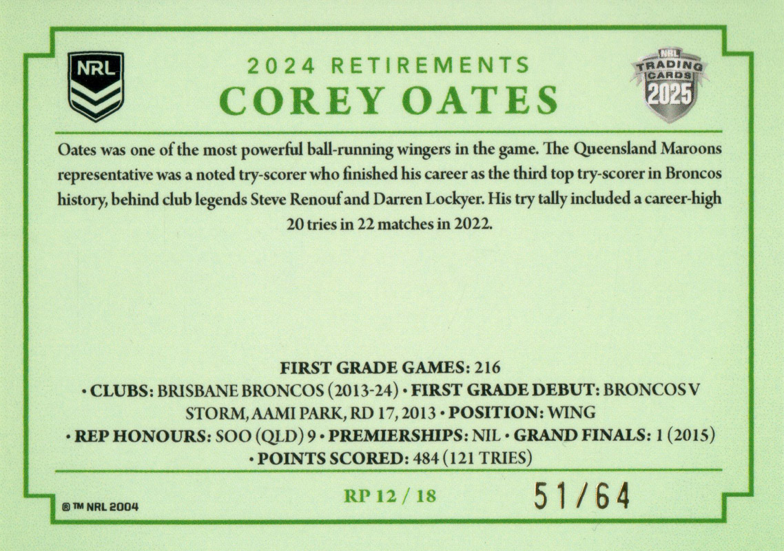 Corey Oates back