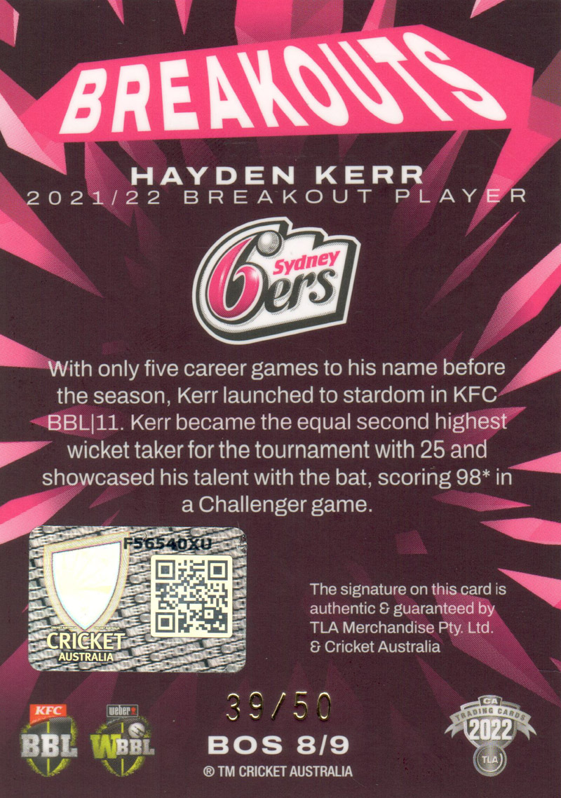 Hayden Kerr back