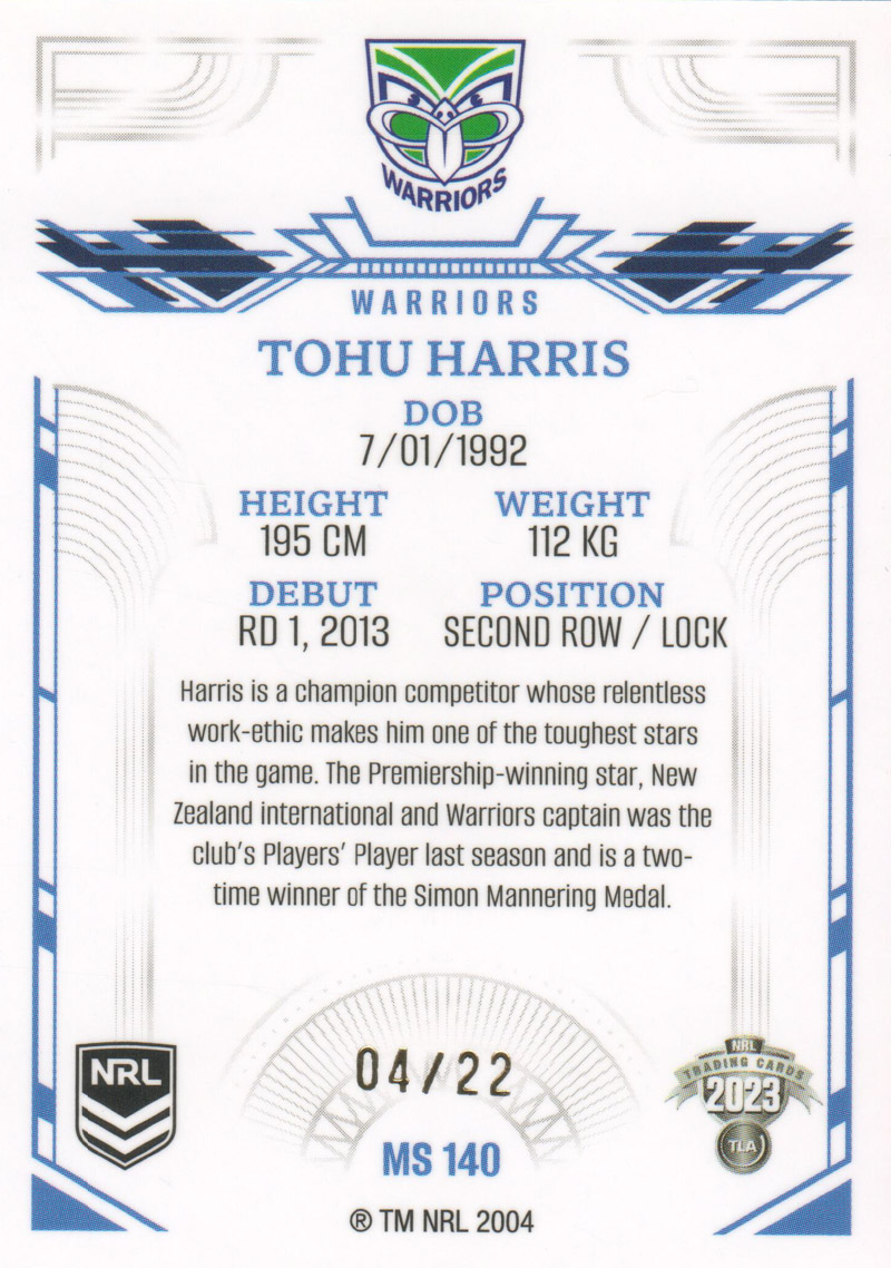 Tohu Harris back