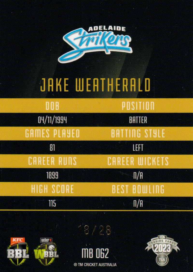 Jake Weatherald back