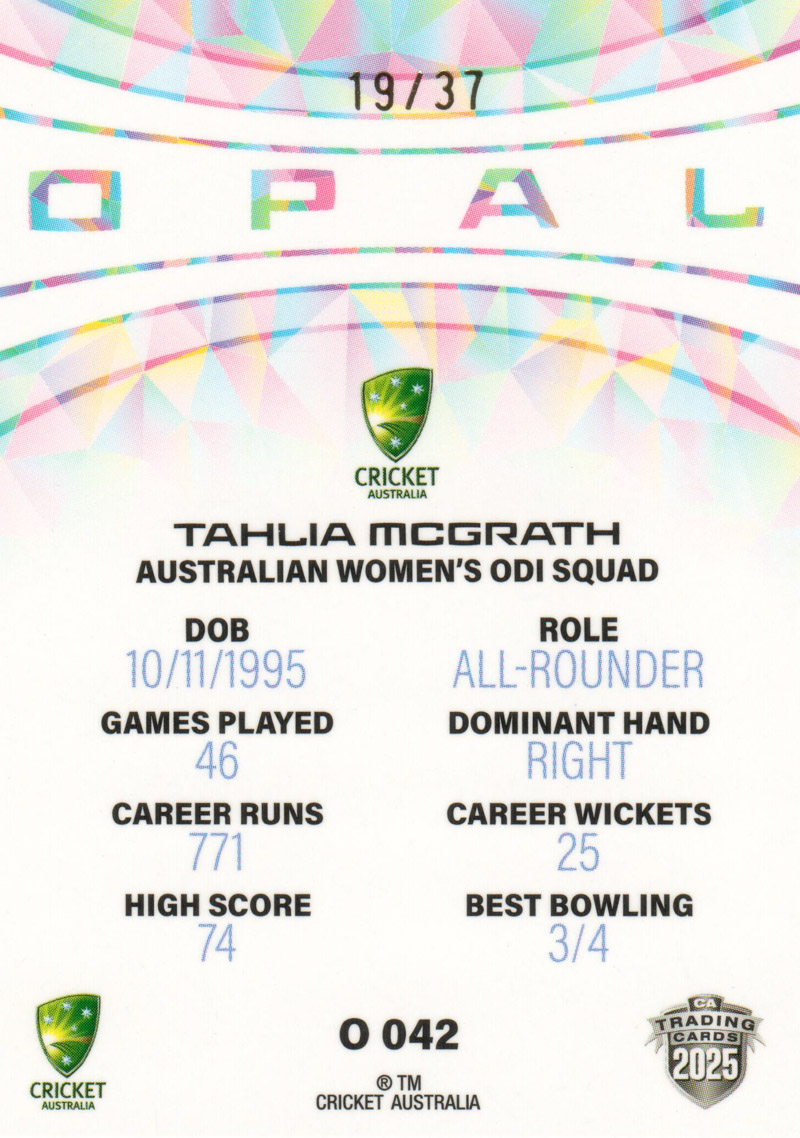 Tahlia Mcgrath back