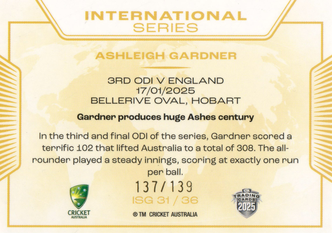 Ashleigh Gardner back