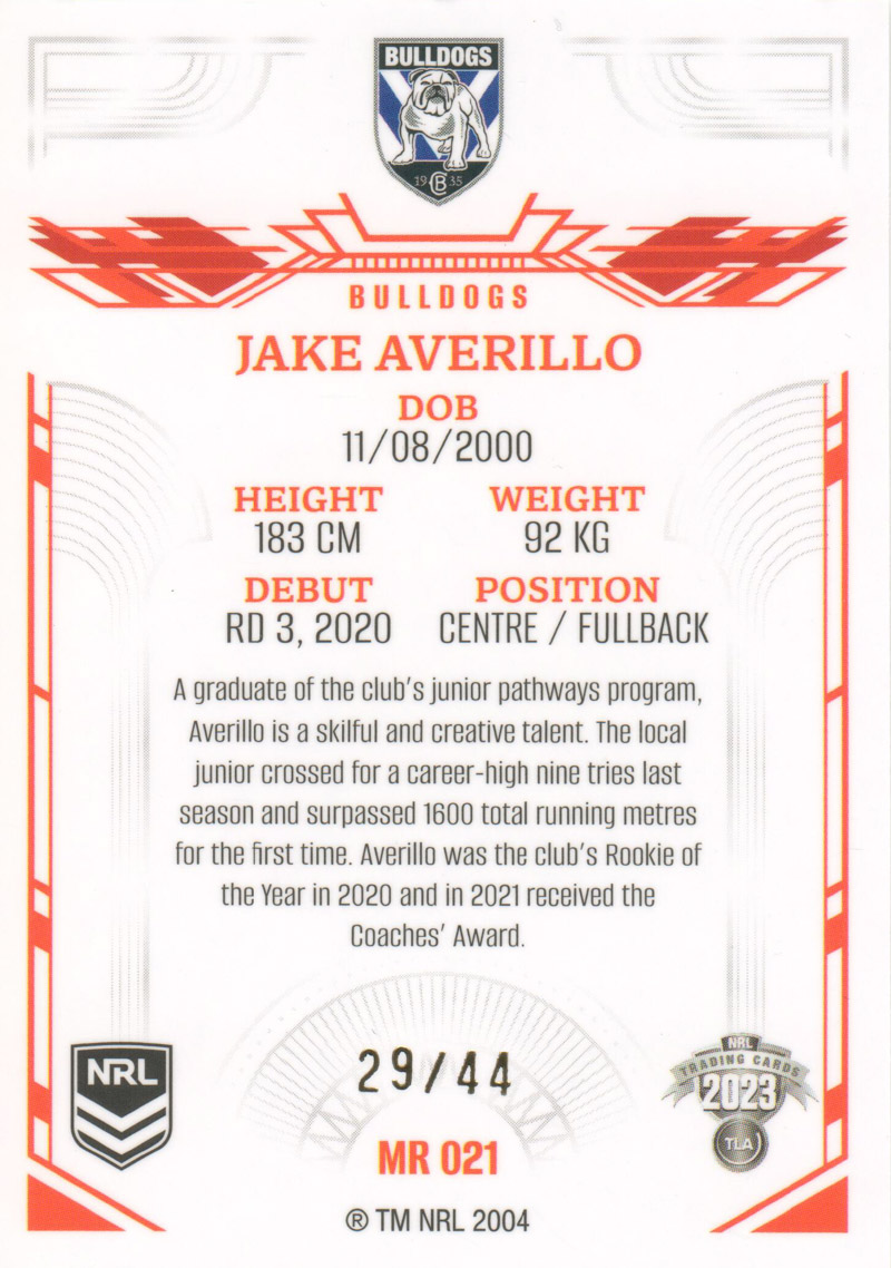Jake Averillo back