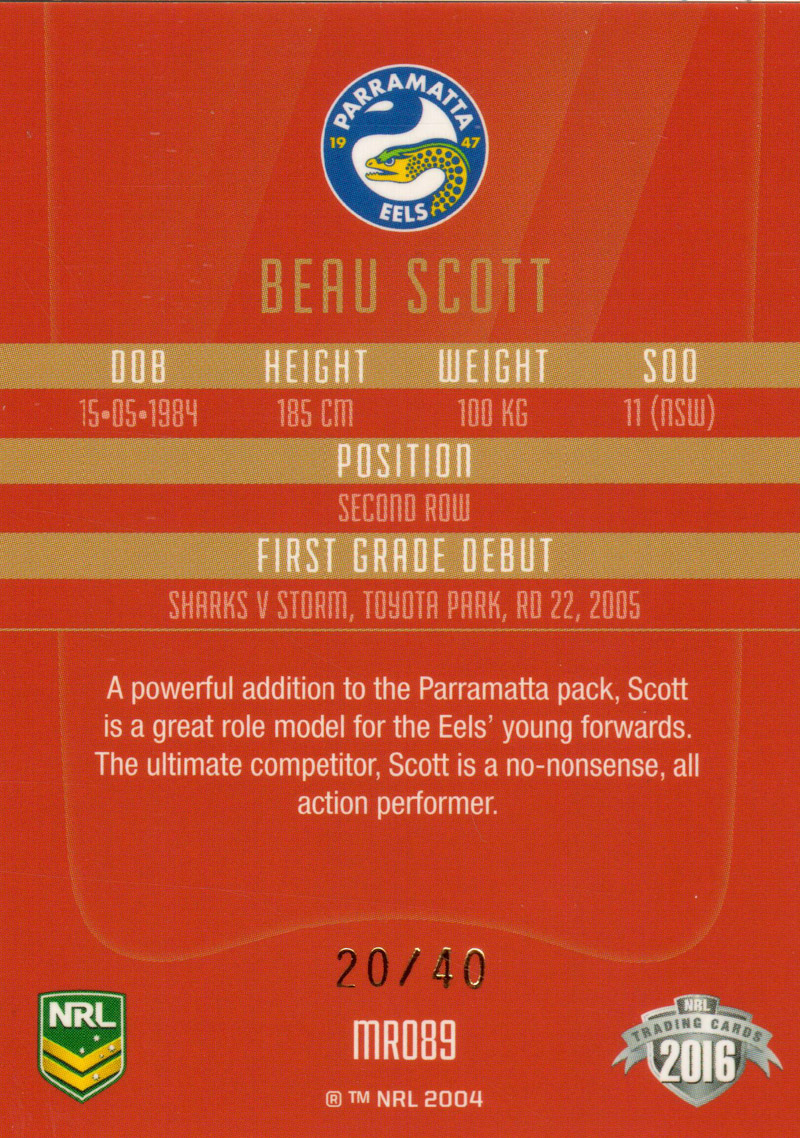 Beau Scott back