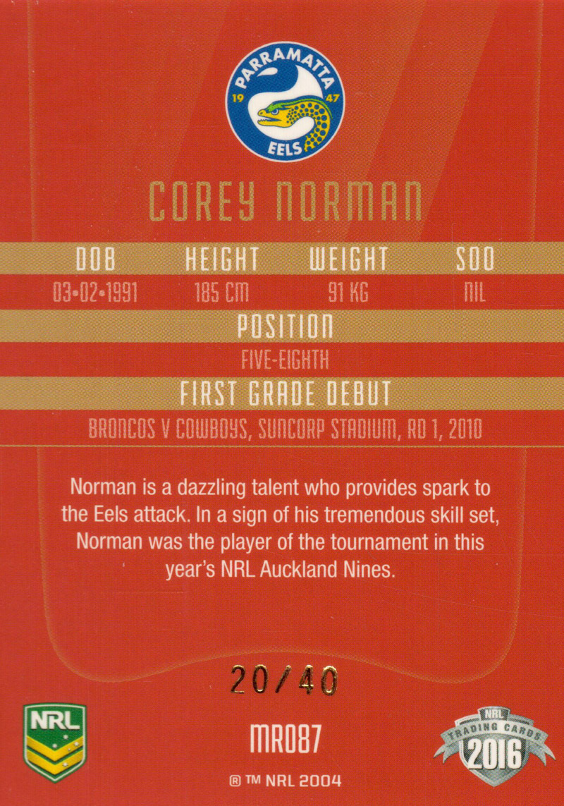 Corey Norman back