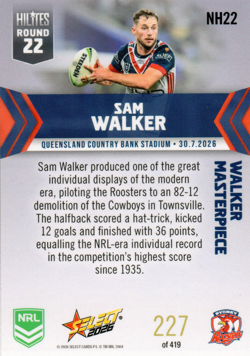 Sam Walker back