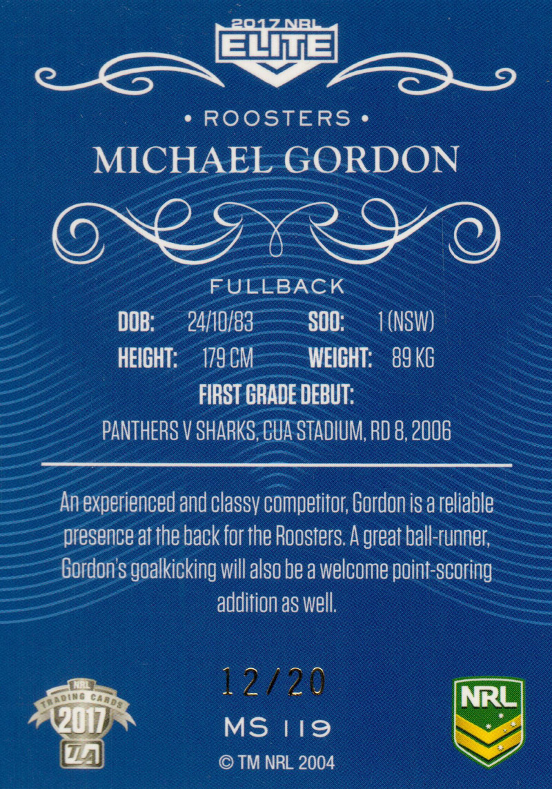 Michael Gordon back