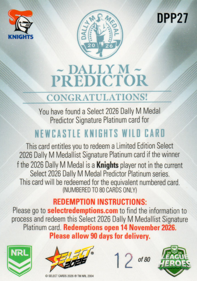 Newcastle Knights Wild Card back