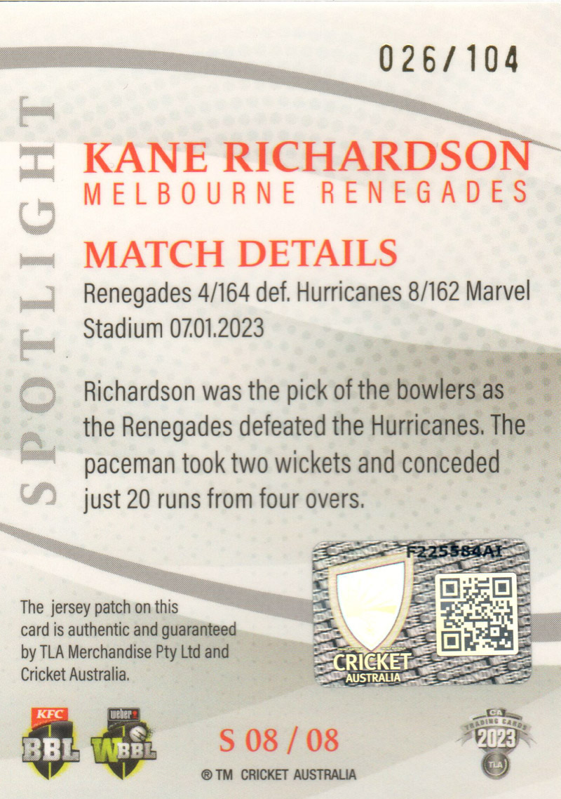 Kane Richardson back