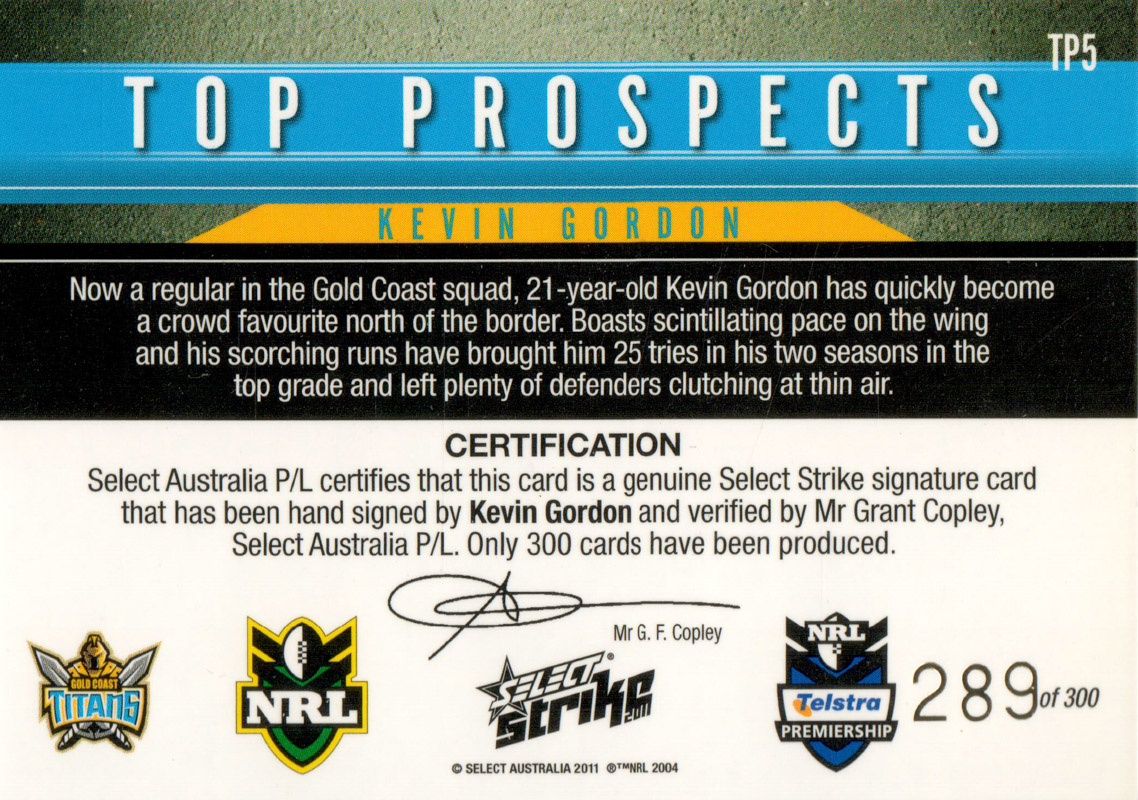 Kevin Gordon back
