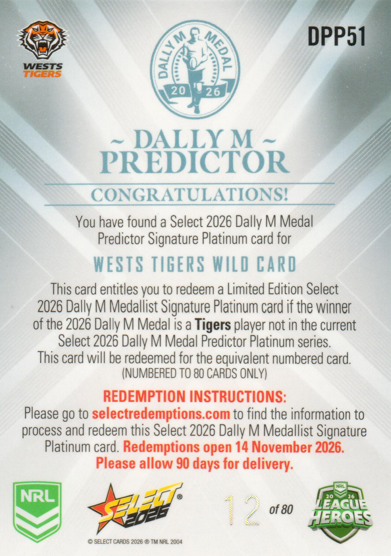 Wests Tigers Wild Card back