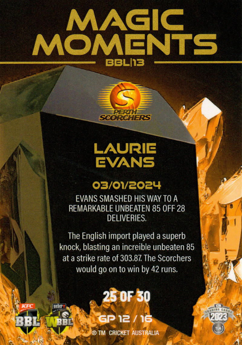 Laurie Evans back
