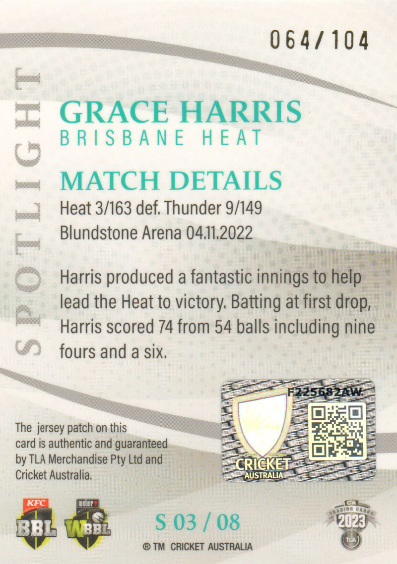Grace Harris back