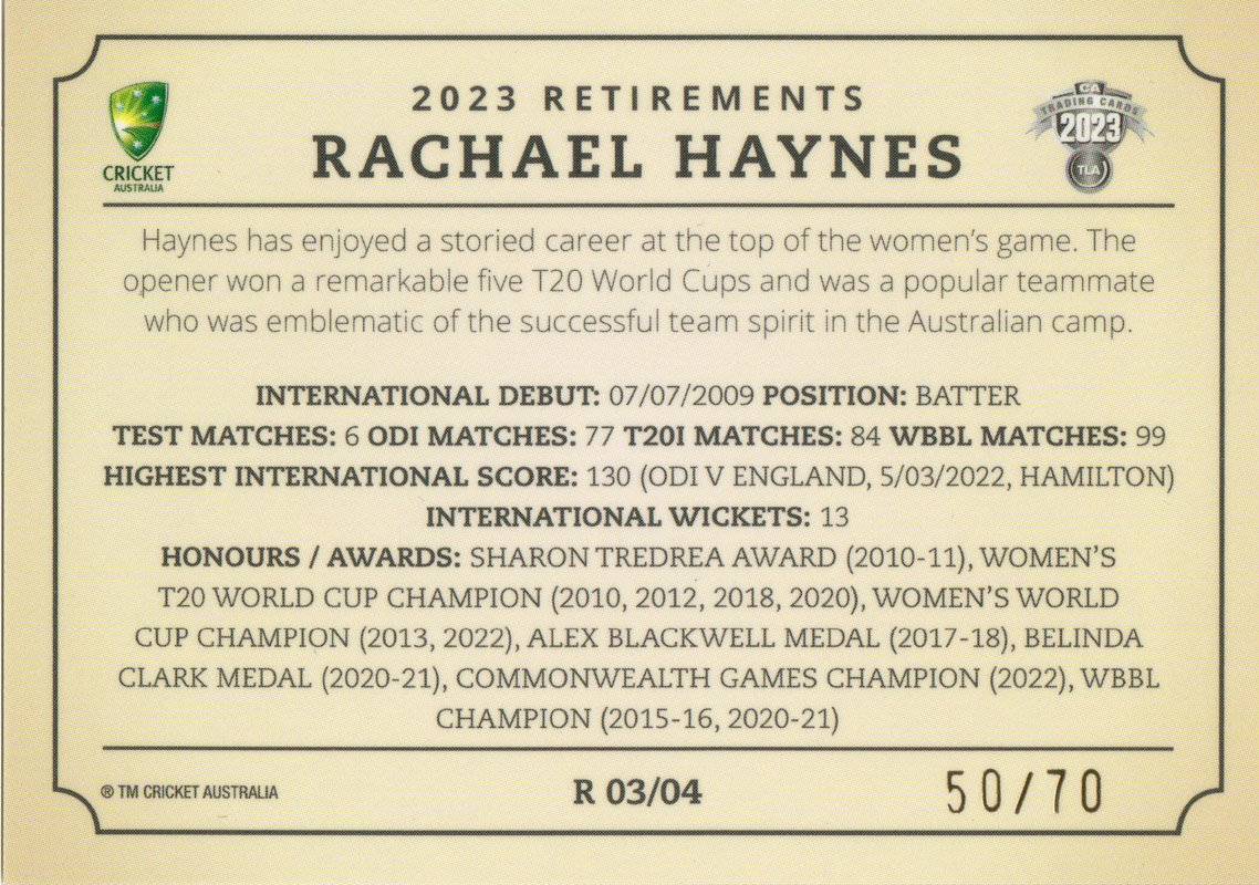 Rachael Haynes back