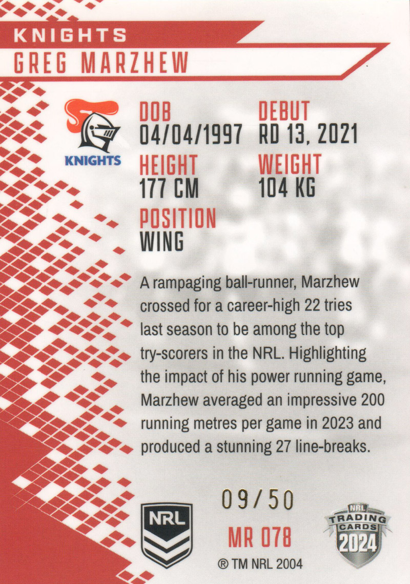 Greg Marzhew back