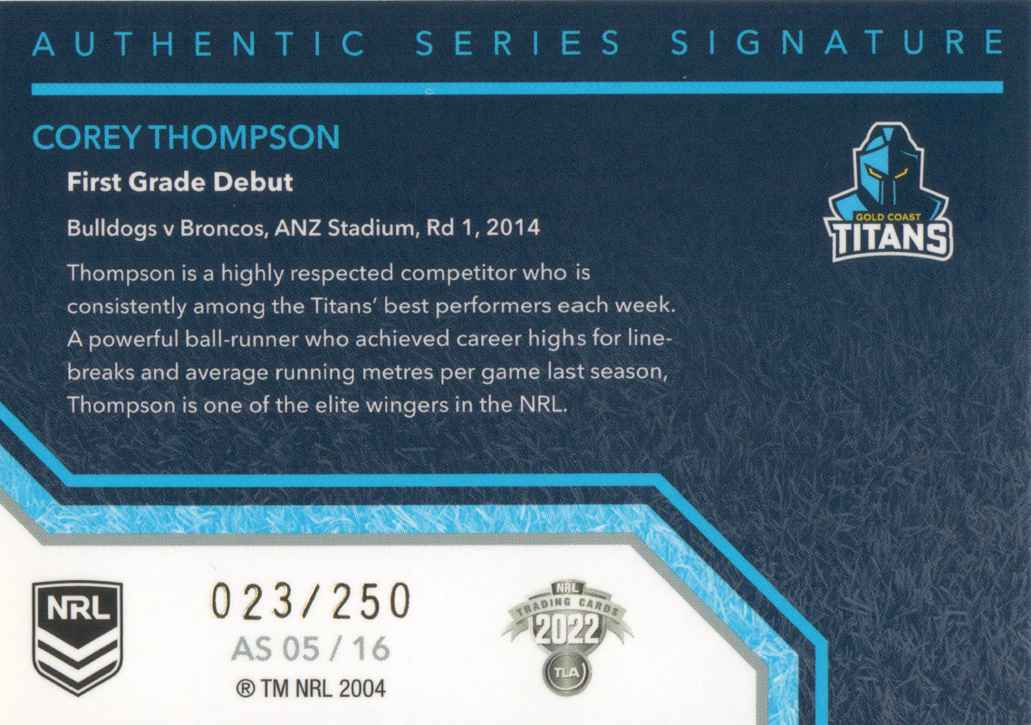 Corey Thompson back