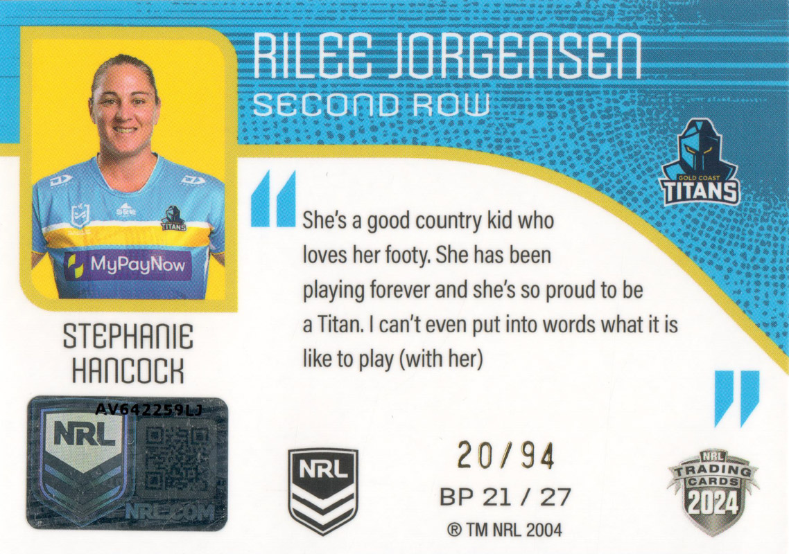 Rilee Jorgensen back