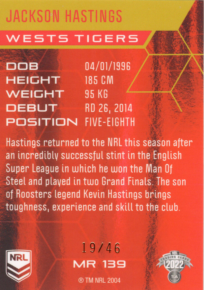 Jackson Hastings back