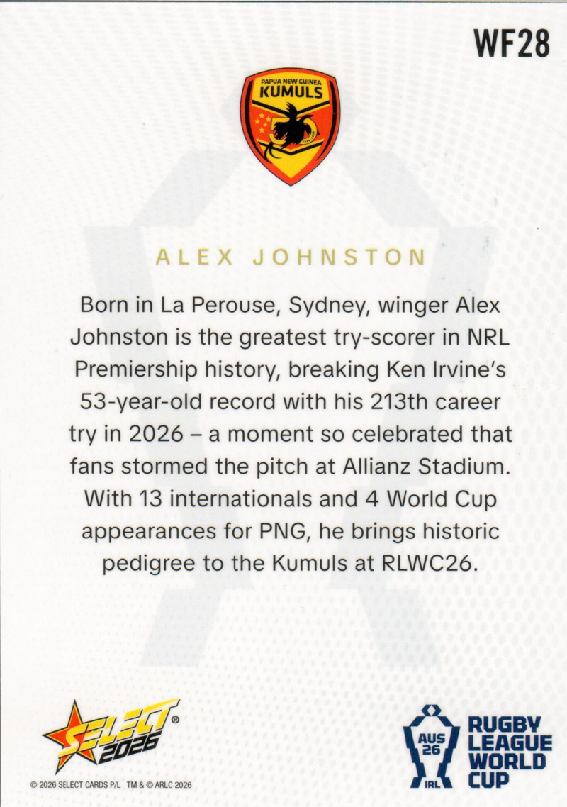 Alex Johnston back