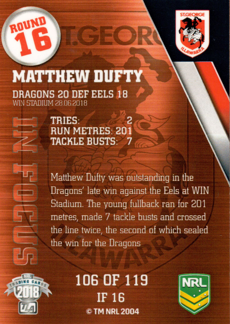 Matthew Dufty back