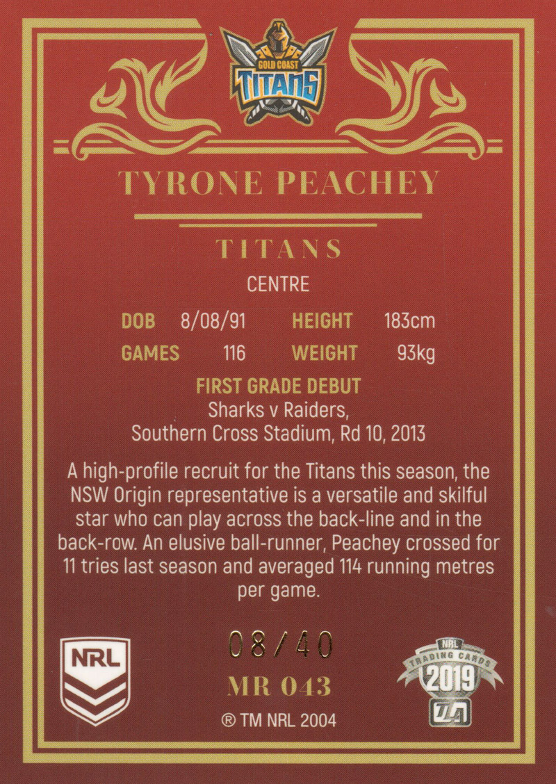 Tyrone Peachey back