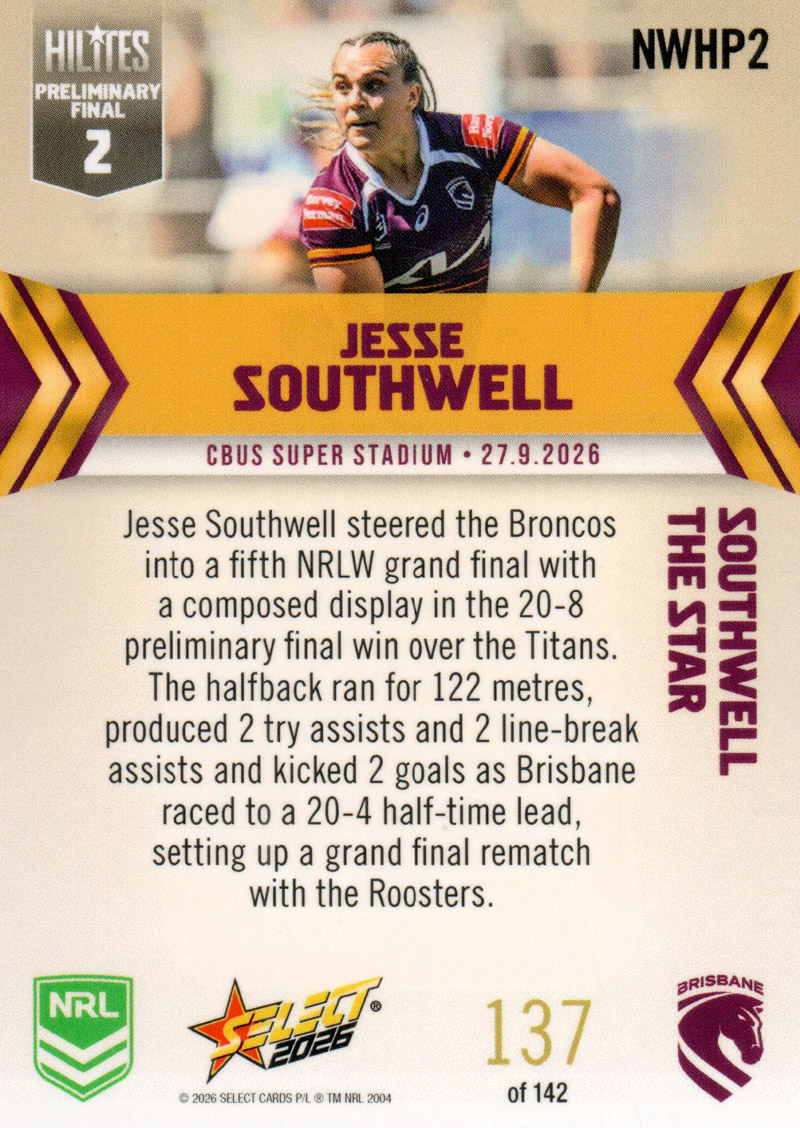 Jesse Southwell back